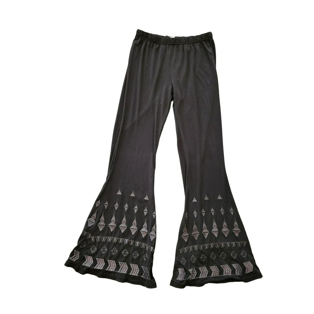 POL Black Printed Hem Pants